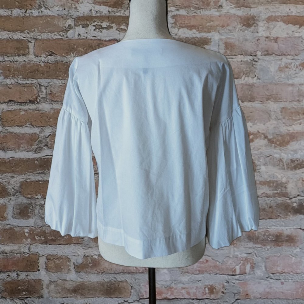 NEW BCBG Maxazria White Puff Sleeved Top - Picture 2 of 5